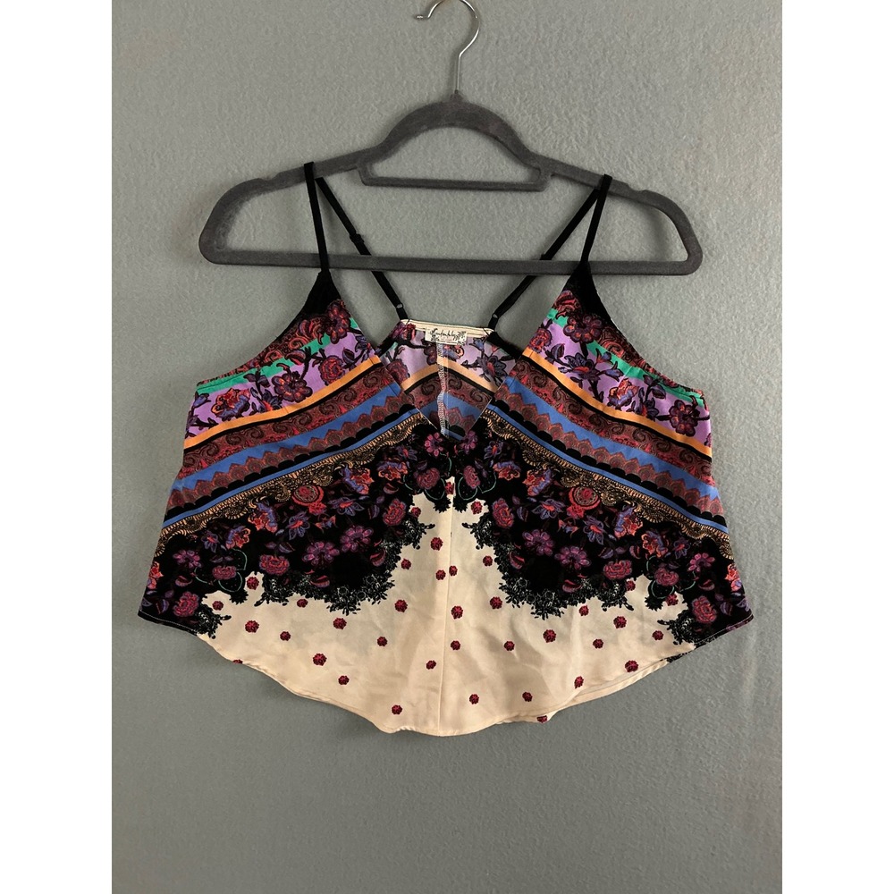 Free People‎ Top Women's XS Cami Top Floral Print Sleeveless V Neck Blouse